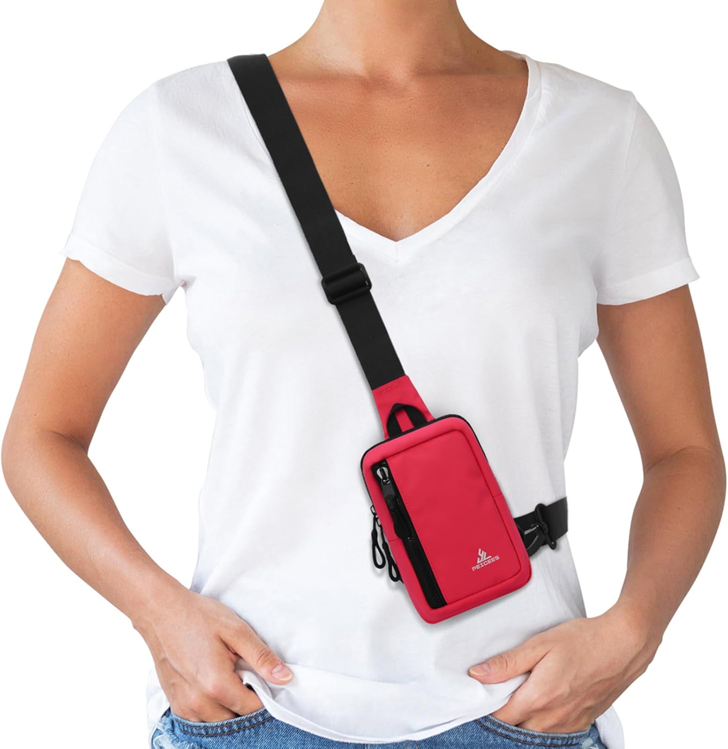 Peicees Small Crossbody Bag for Men Women Mini Sling Bag Travel Running Phone Daypack Cross Body Shoulder Bags with Keyholder - Image 7