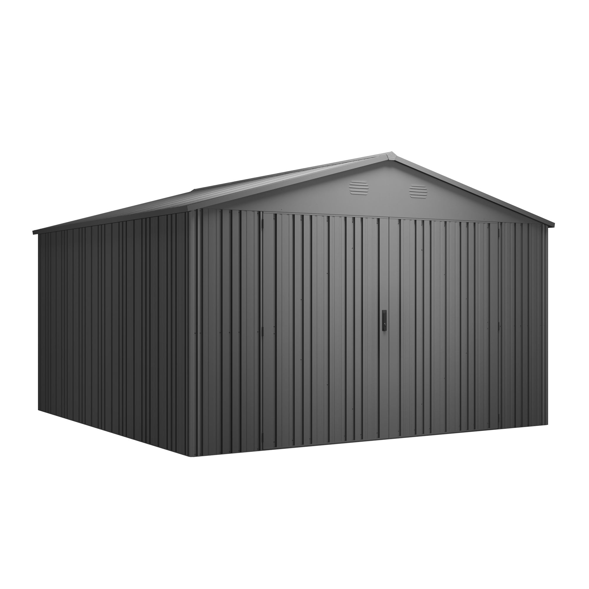 Hoggar – Caseta Jardín Exterior Pioneer Y130 – Montaje con Estructura Autoportante – Doble Puerta Reforzada – Cierre con Llave Incluida – Columnas en V - Techo Robusto – Cobertizo Metálico 12,​46m2