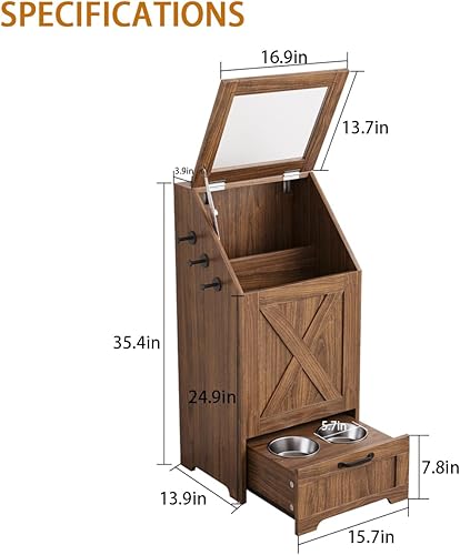 Miniatura 2 de Estación de alimentación para perros, gabinete de almacenamiento de alimentos para perros, estación de alimentación para mascotas con 2 cuencos