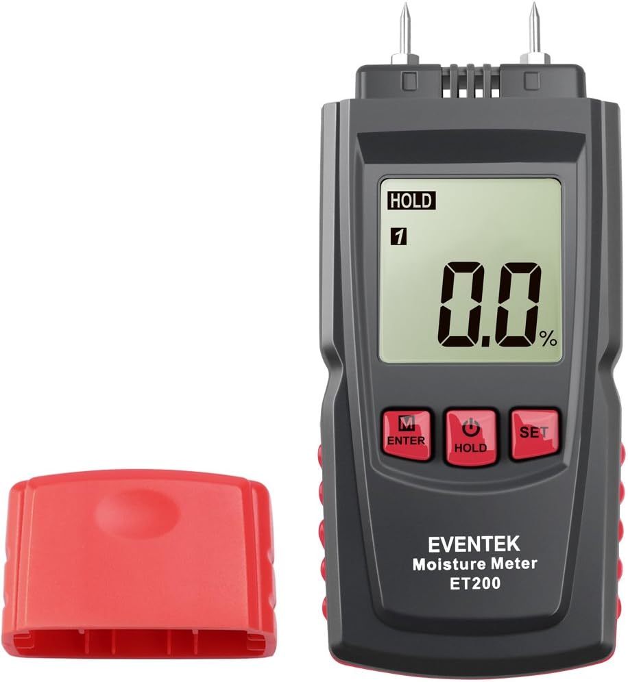 Moisture Meter, Eventek ET200 Wood Moisture Tester Digital Moisture Detector with LCD Display for Measuring Humidity of Wood or Building Materials