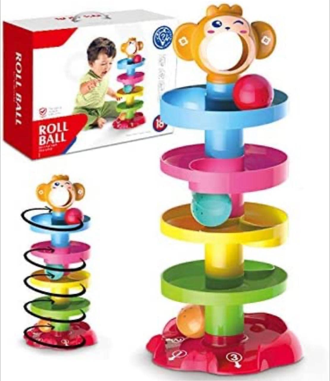 Sukan Tex Monkey Ball Drop Toy for Babies and Toddlers | New 5 Layer Tower Run with Swirling ramps and 3 Puzzle Rattle Balls | Best Educational Development Toy Set for Kids- Multi Color (B0CCPQFLVD) Amazon Price History, Amazon Price Tracker