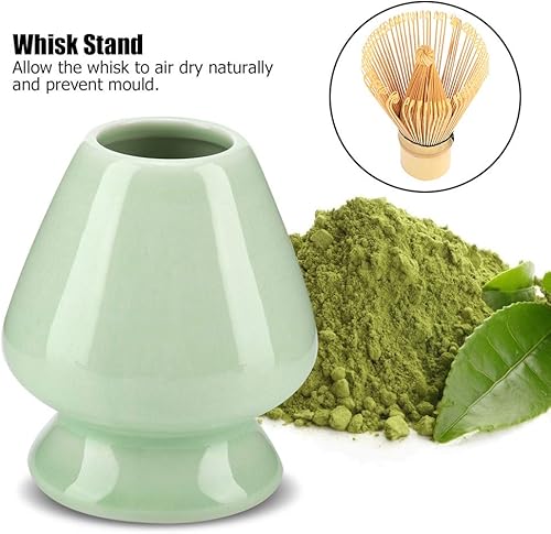 Miniatura 2 de Maxmartt Chasen - Soporte de cerámica para batidor de matcha de bambú, 1 unidad, accesorios de juego de té (verde)