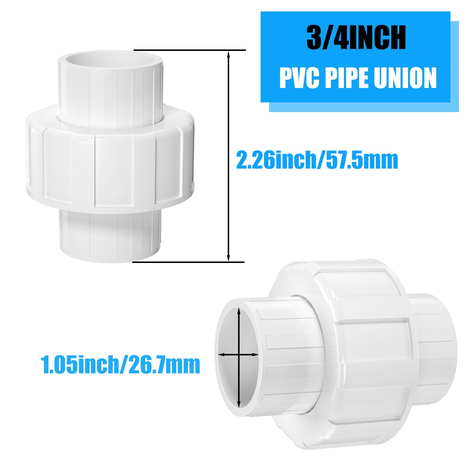 Amazon.co.jp: 8個 PVC ユニオンカップリング 3/4インチ 家具グレード