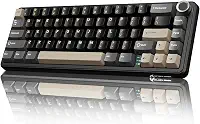 Teclado mecânico sem fio para jogos ATTACK SHARK X66 com botão, modo triplo USB-C/BT5.0/2.4G com junta montada 60% RGB 66 teclas, keycap PBT, interruptor Strawberry Hot Swappable (Star Black)