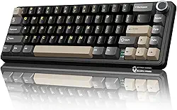 Teclado mecânico sem fio para jogos ATTACK SHARK X66 com botão, modo triplo USB-C/BT5.0/2.4G com junta montada 60% RGB 66 teclas, keycap PBT, interruptor Strawberry Hot Swappable (Star Black)