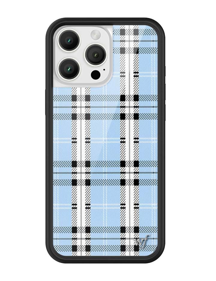 Image of Wildflower Cases - Compatible with iPhone 16 Pro Max | Protective Black Bumper, 6.5ft Drop Test Certified, Women Owned Small Business | Plaid Blue
