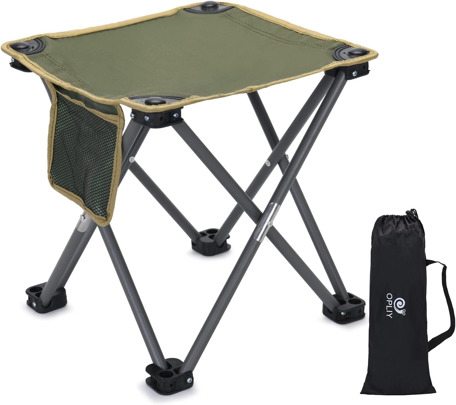 Opliy Camping Stool, Folding Samll Chair Portable Camp Stool for Camping Fishing Hiking Gardening and Beach, Camping Seat with Carry Bag (Green, L 13.5")