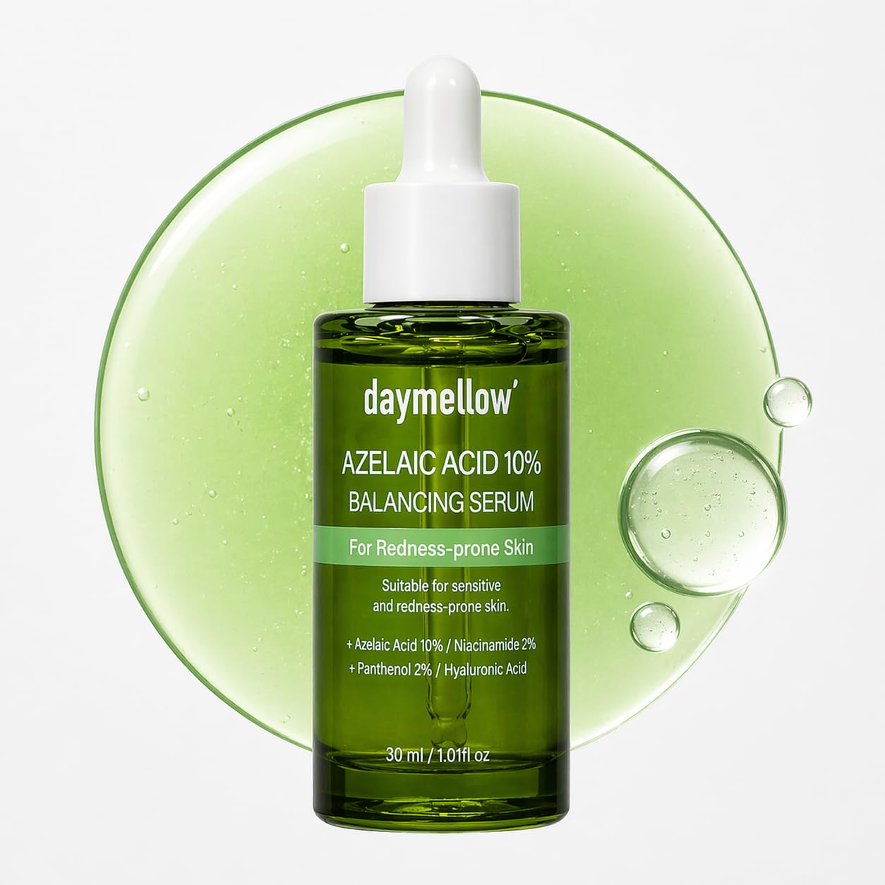 daymellow Azelaic Acid 10% Balancing Serum for Face - Redness Relief & Acne Scar Treatment with Cica, Ectoin, Niacinamide - Soothing Facial Serum for Sensitive Skin, 1.01 fl oz