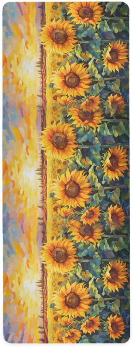 ALAZA Blooming Field of A Sunflowers Yoga Mat Non Slip Fitness Exercise Mat, Workout Mat for Yoga, Pilates and Floor Exercises