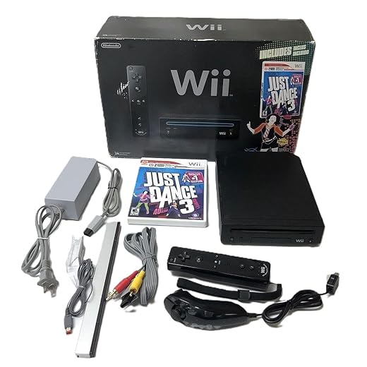 Nintendo Wii Console with Just Dance 3 Bundle - Black (Renewed)