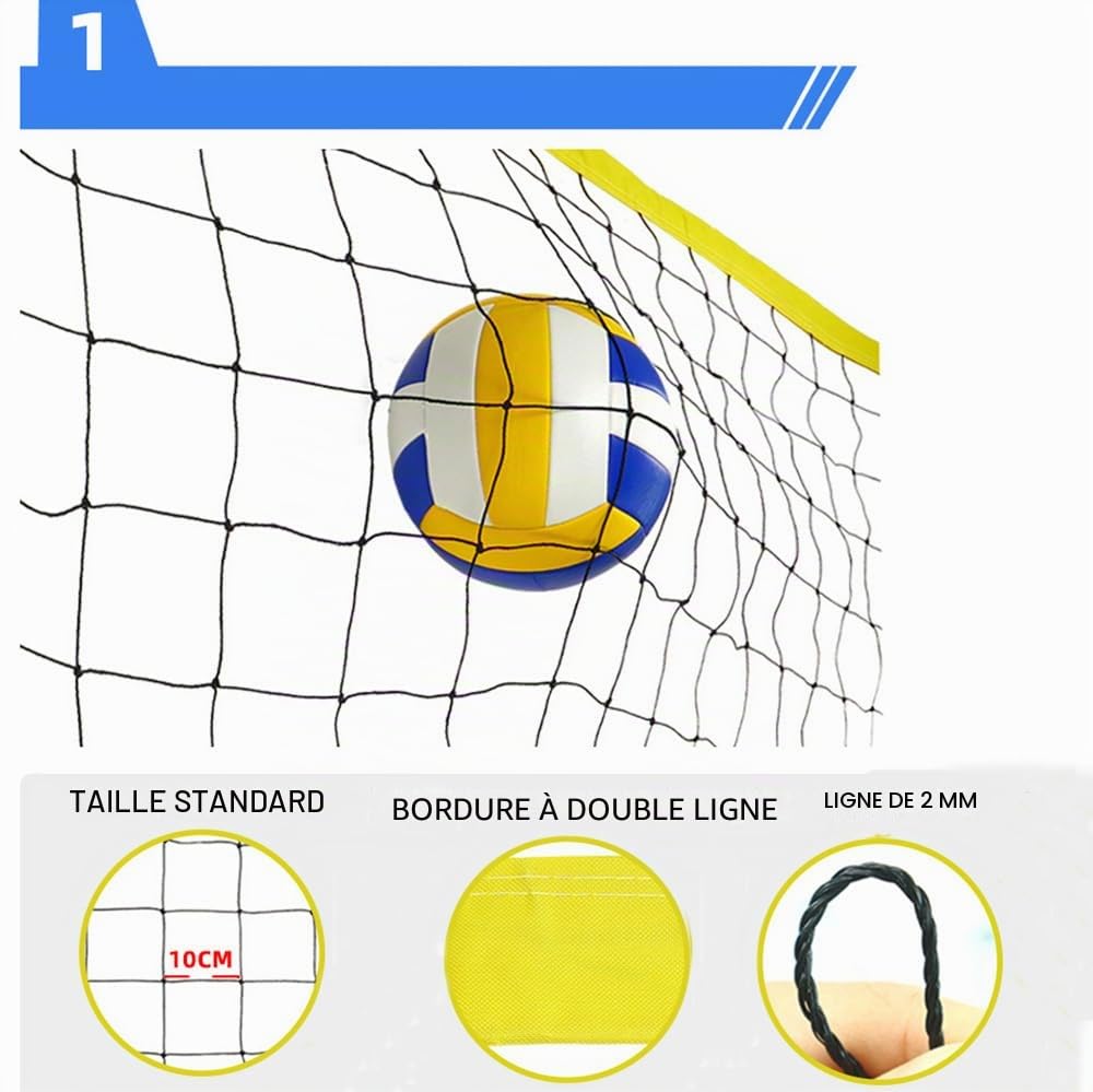 NEWFUN Filet Volley Ball Exterieur, Kit de Filet de VColley-Ball Portable, Réglable en Hauteur, Adapté au Jardin, à la Plage et à la Pelouse