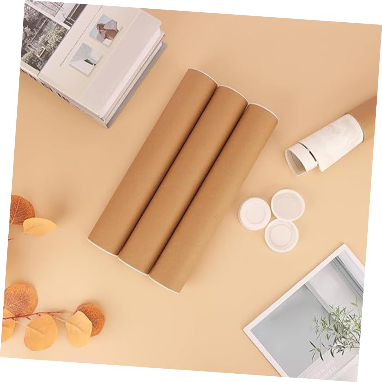 STOBOK Lot de 12 Tubes à Affiche Ronds en Papier Kraft, Tube de Rangement pour Dessins, Résistant aux Déchirures Perforations