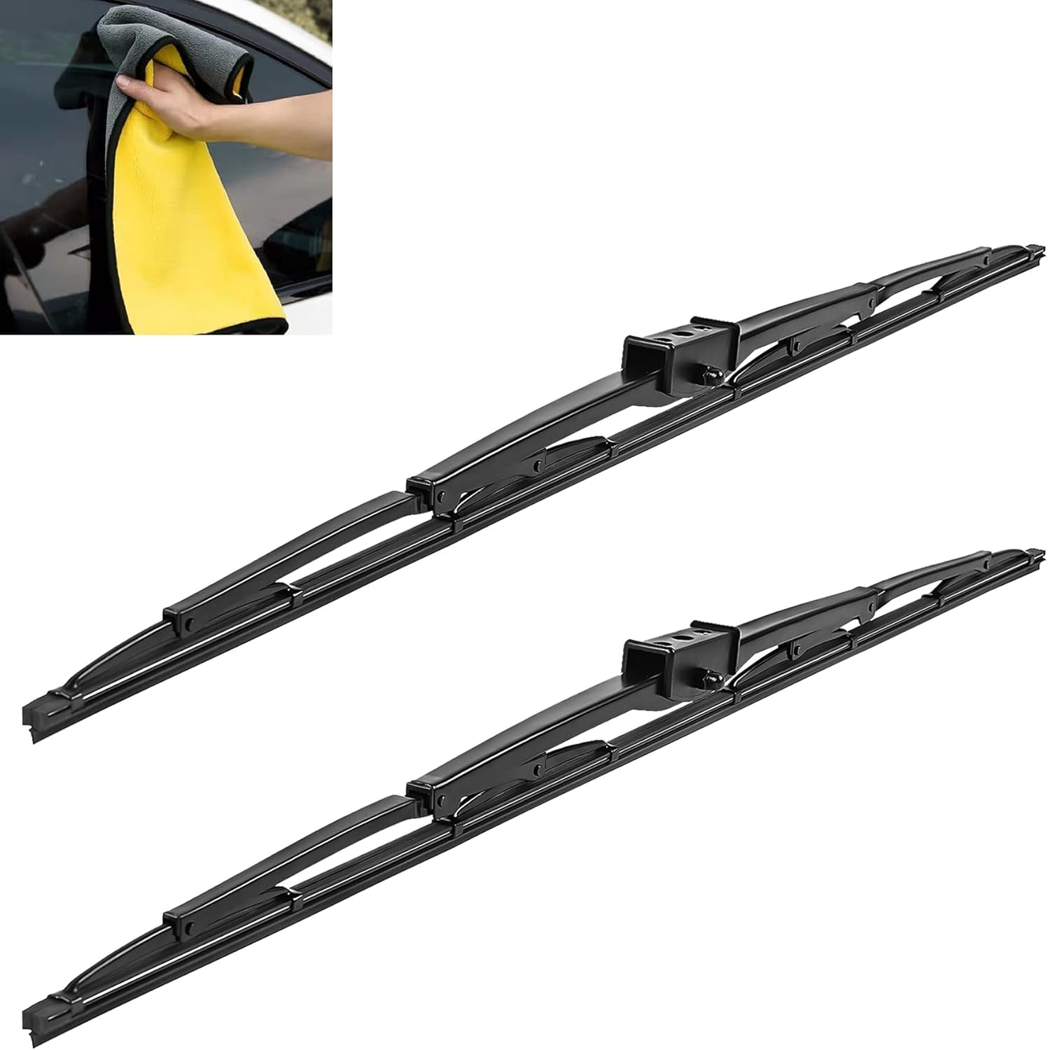 2Pcs 40" Heavy Duty Windshield Saddle Mount Wiper Blade Replacement for Motorhome Recreational Vehicle RV and Bus with 1 Pcs Car wash towel 26.5mm 23mm