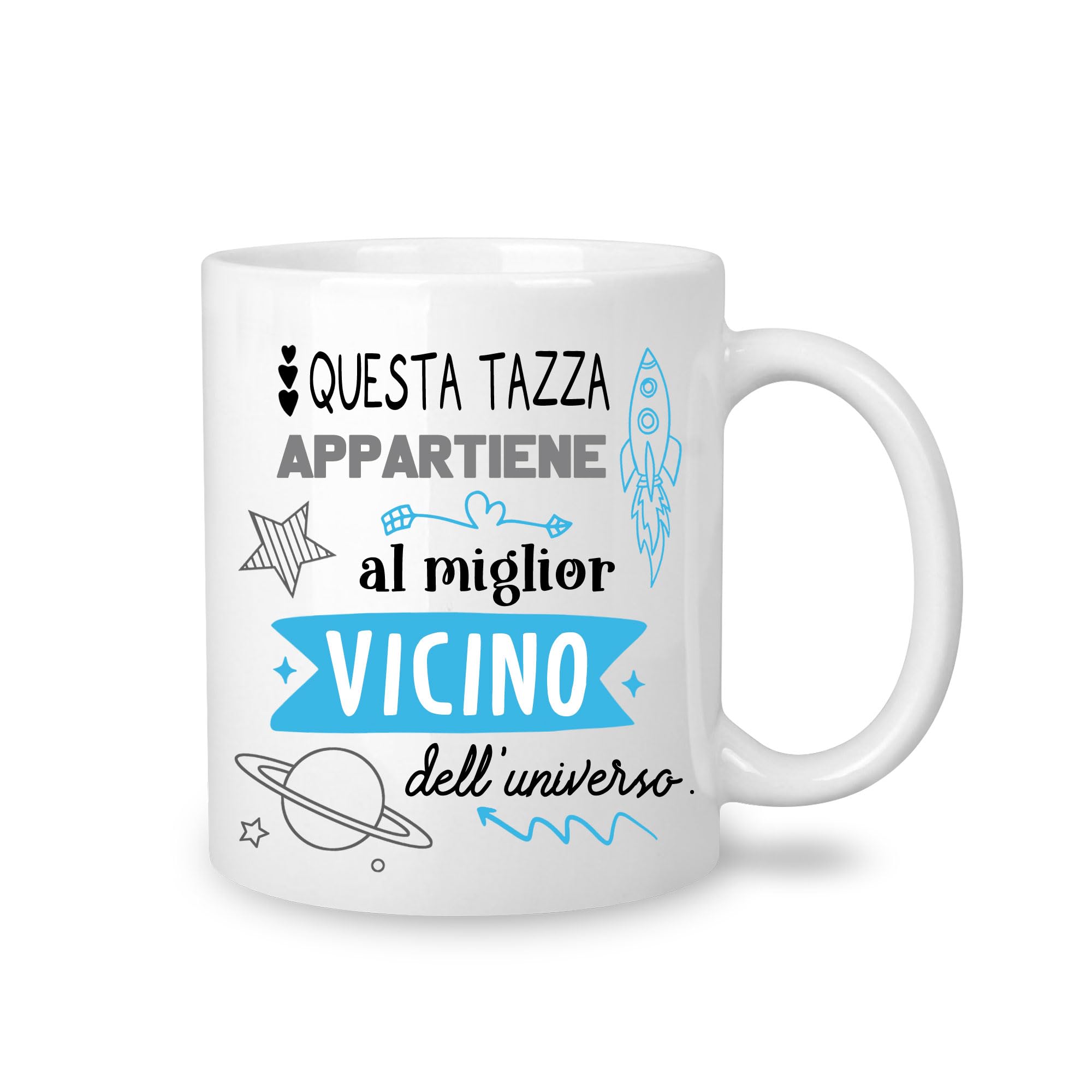 Yufansd Mug Tazza Caffè - al Miglior Vicino dell'Universo - Regali per Vicino Amici Fantastico Vicino Regalo Addio Trasloco Regali di Inaugurazione della Casa per il Vicino Ceramica 350 ML (Vicino)