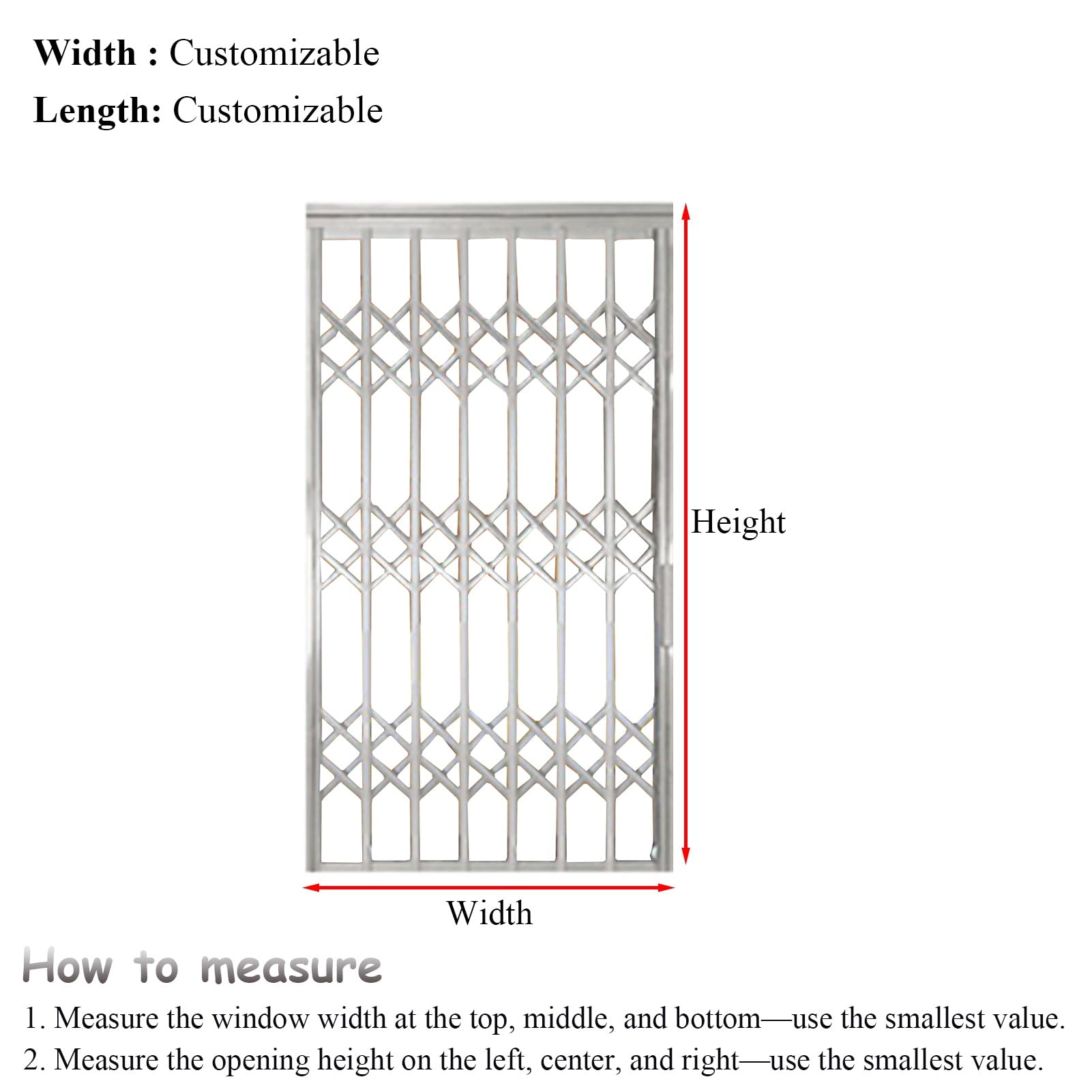 Reja de Seguridad Inoxidable para Ventanas y Puertas Corredizas, Barra de Protección para Garajes, L60xH80cm (24x32 in) - Seguridad y Estilo en tu Hogar.
