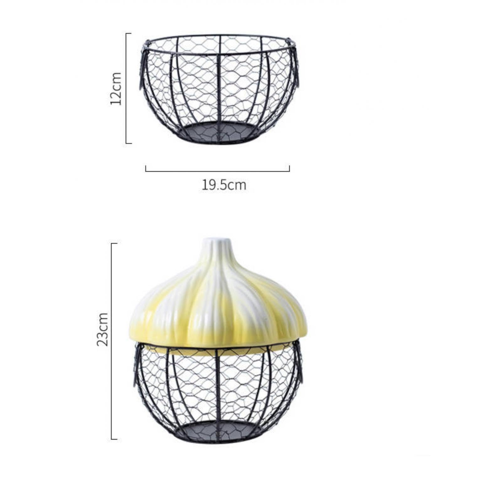 Canasta de Cesta para Guardar Huevos Recipiente de Verduras Frutero Alambre Metálico Cerámica E Hierro con Asa Práctica Adecuado para Pantalla de, Verde, Individual