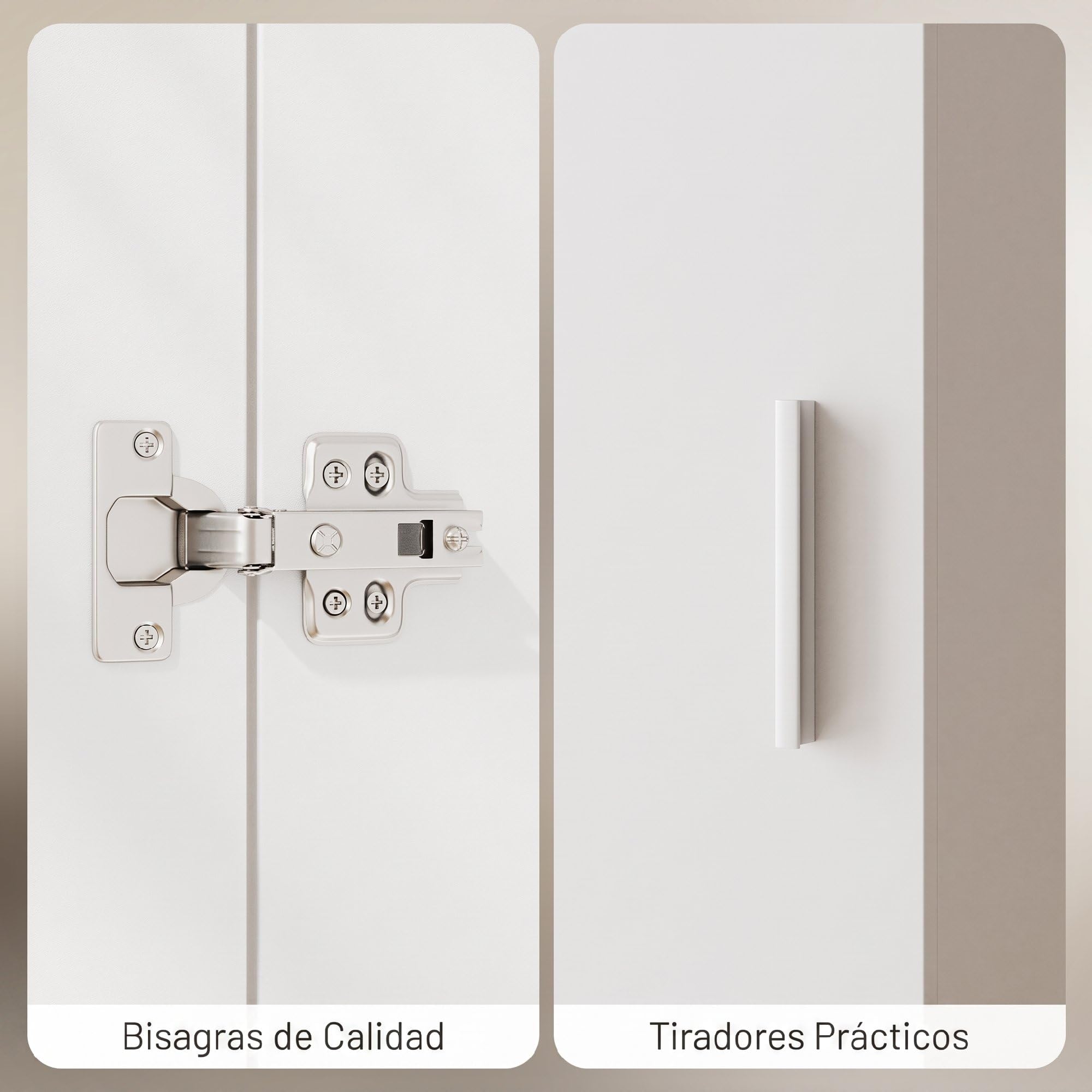 HOMCOM Armario Dormitorio Moderno, Armario Ropero 40x52x170 cm Blanco | Barra para Colgar, Cajón, Estante Superior