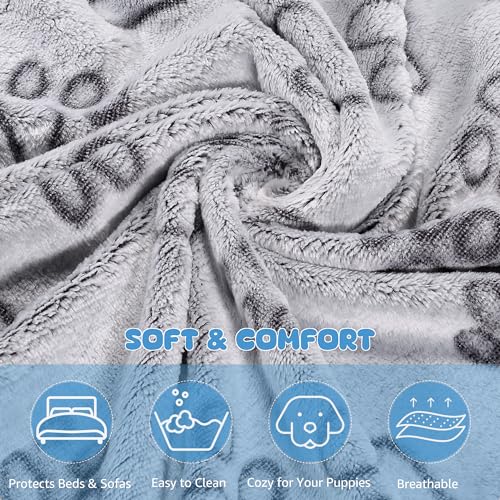 HezzLuv 3er-Pack Hundedecken - Hundedecke Waschbar, Fleecedecke Für Hunde Ideal Für Sofas & Betten, Haustierdecke Für Kleine Mittlere Hunde Katzen, Welpendecke Sofaschoner, 52x76cm, Grau