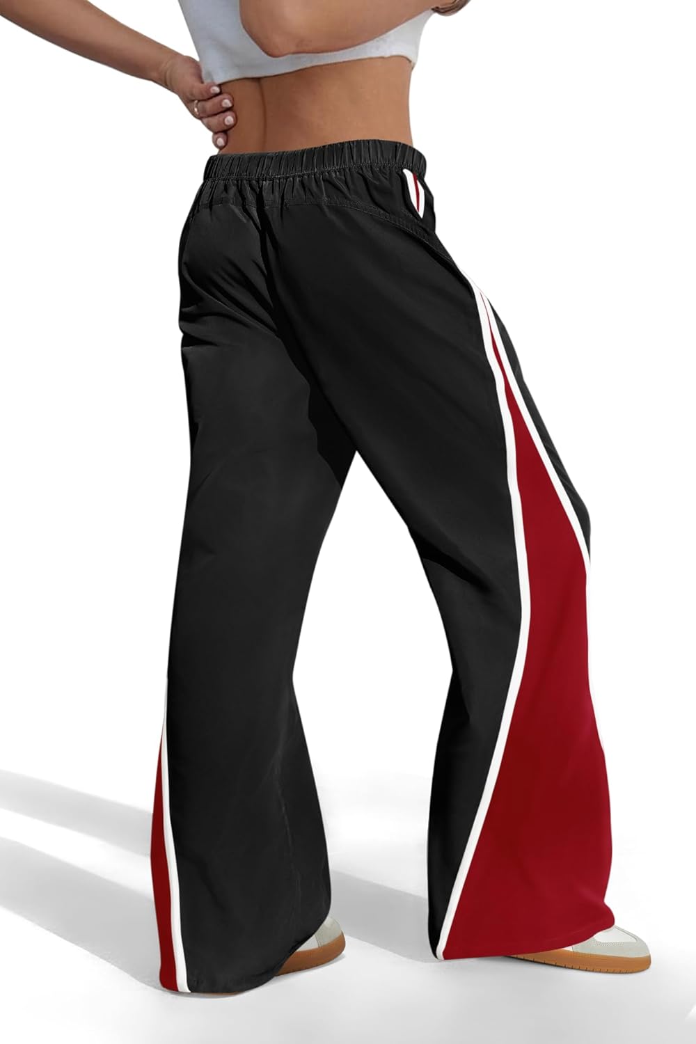 Panadila Women Wide Leg Track Pants Y2K Parachute Pants Color Block Baggy Sweatpants Elastic Waist Trousers - Image 2