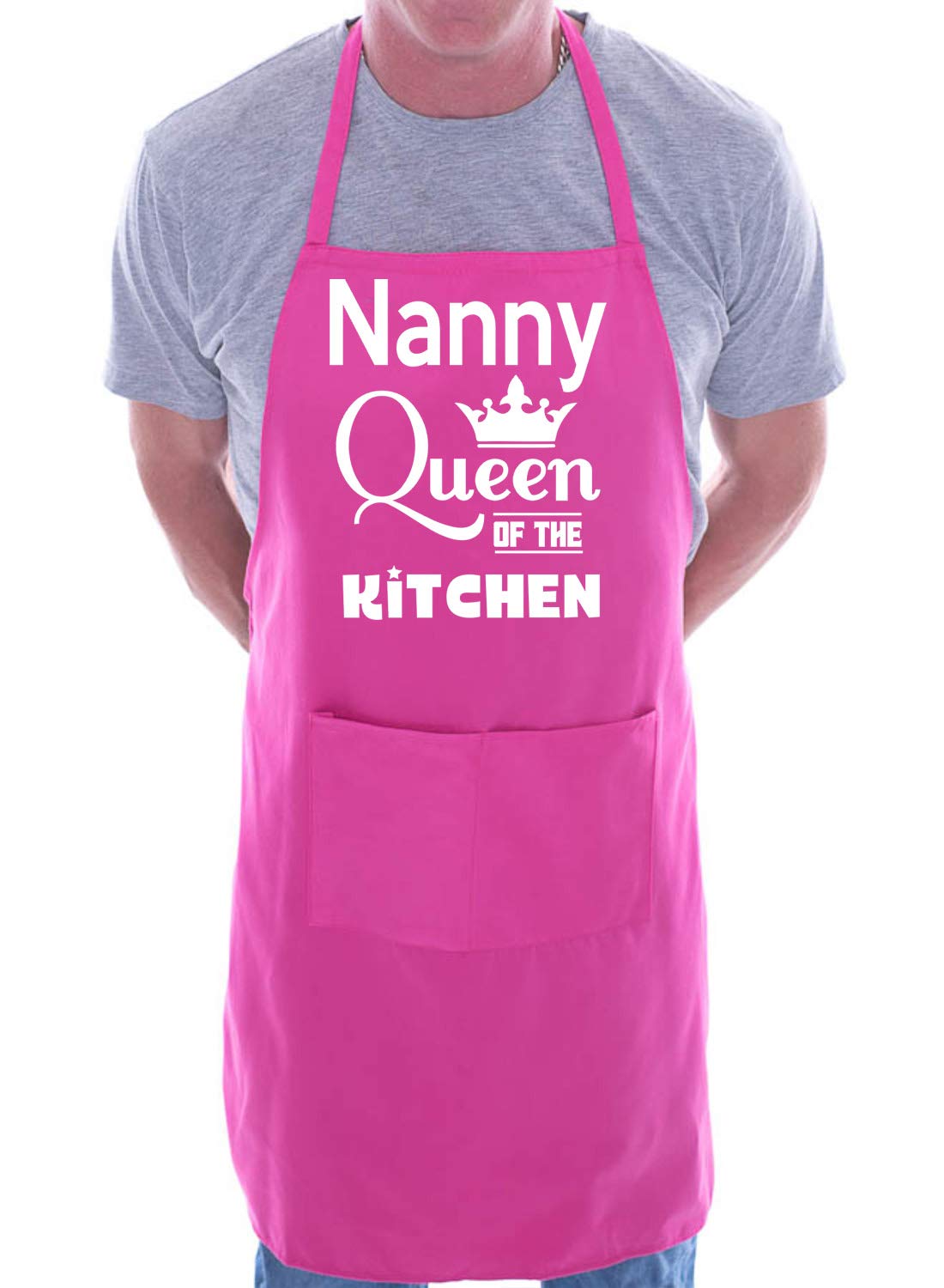 Print4U Nanny Is Queen Of The Kitchen Chef Apron Cooking Novelty Baking Gag Gift Present Ladies Pink