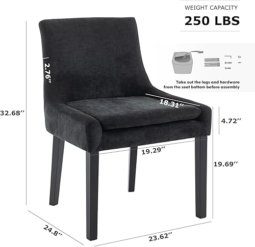 Miniatura 3 de COLAMY Juego de 2 sillas de comedor modernas, sillas de ocio laterales tapizadas de tela con respaldo medio y patas de madera para sala de estar,