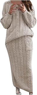 Yihaojia Two Piece Sweater Skirt Set for Women Fall Sweater Set Rib Knit Long Sleeve Top Maxi Bodycon Skirt Casual Outfits Dress Sale Items on Clearance Amazon Clearance Canada