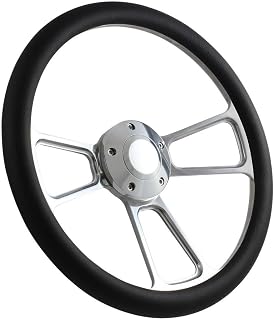 EZGO Golf Cart Steering Wheel Kit 14" Polished Muscle Steering Wheel Black Half Wrap