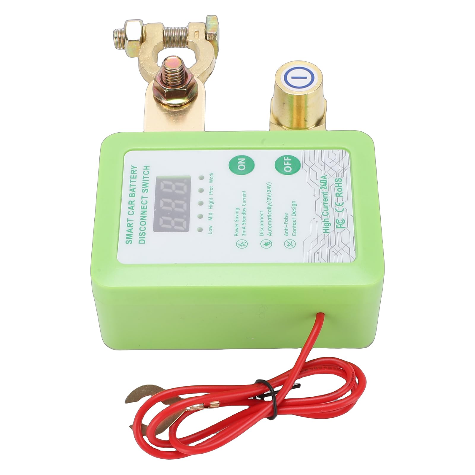 Fabater Coupe-Batterie, Interrupteur de Déconnexion de Batterie à Distance Double Tension 12 V 24 V, Coupe-circuit pour Voiture avec Affichage de Tension LED et Protection Antivol pour Voitures,