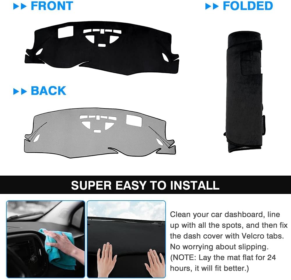 Autorder Dashboard Cover Mat for 2021-2023 Buick Envision Accessories Dash Cover Flannel Dash Mat Sunshade Glare UV Rays Protector (Left Hand Drive with HUD)