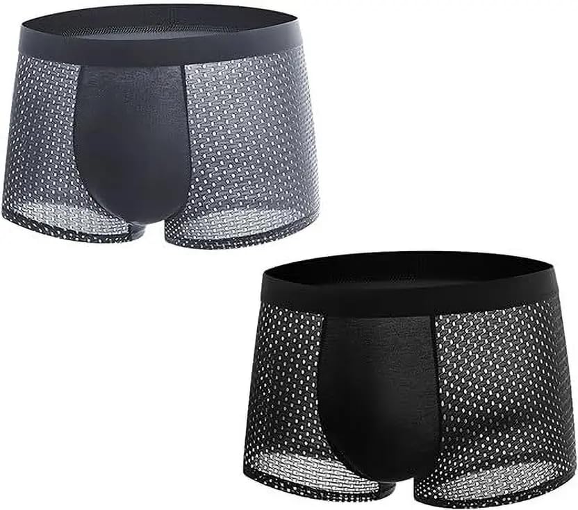 Men’s Soft Breathable Mesh Dotted Boxer Underwear | Premium Lycra Stretch Fabric | Ultra Comfort & Quick Dry | Dots Printed | Multicolor - Pack of 2