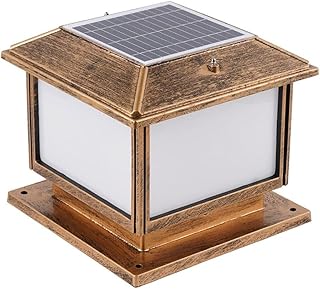 VUIKLCty iluminación Luces solares for Postes de Cerca, Luces for Exteriores, Luces for Exteriores con Pantalla de acrílico, Color Negro(Brass,30cm)
