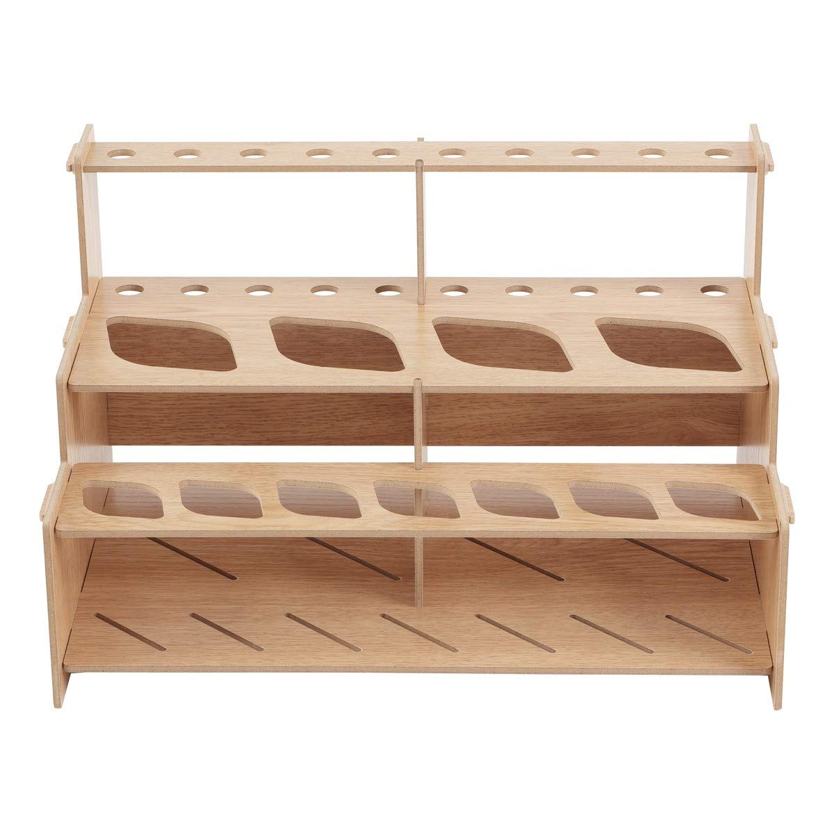 HG Art Concepts Mezzo Artist paint and Brush Rack - Wood Grain Laminate Multi Layer Desk Stand Professional Storage Display Organizer for paintbrushes and paint Tubes - Straight Rack 1