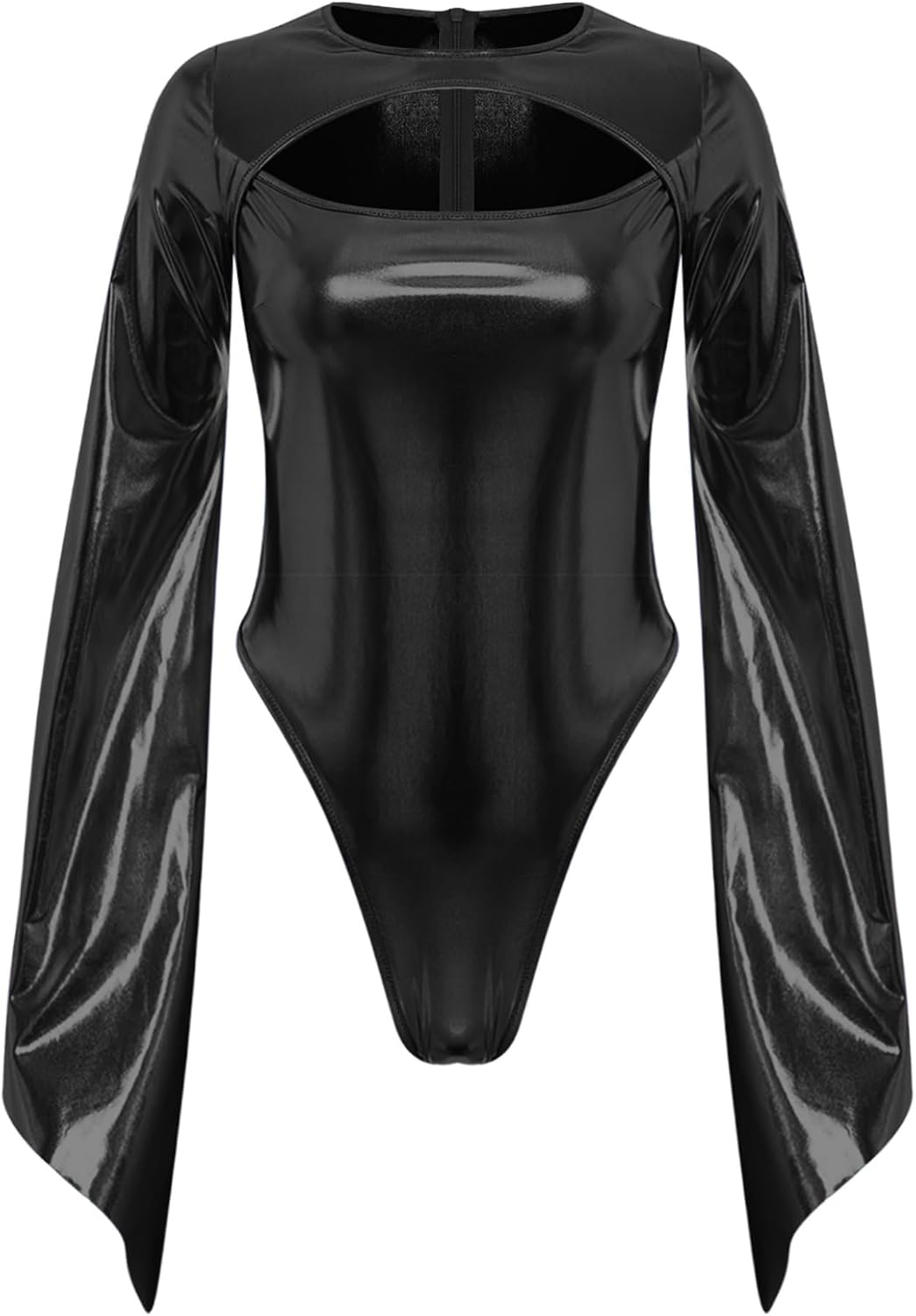 Jelory Women's Metallic Long-sleeved Bodysuit Leotard Jumpsuit Disco Costume Dance Bodysuit