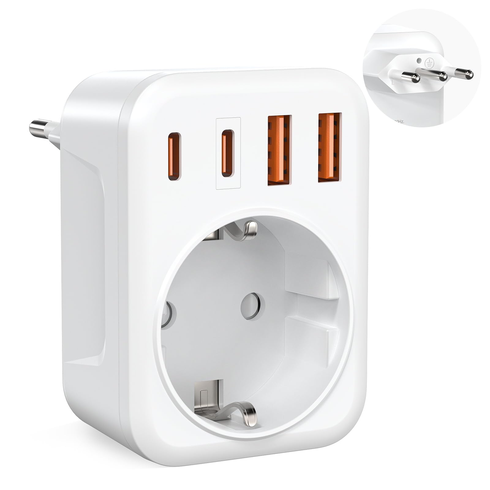 HITRENDS Adapter Italien Steckdose, 5-in-1-Reiseadaptersteck