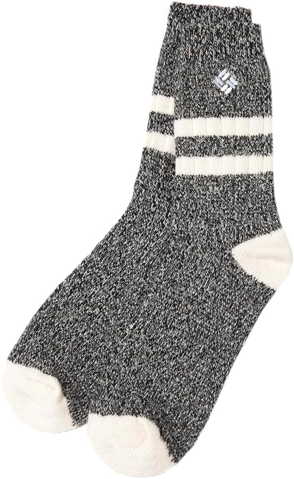 Columbia Women's Super Soft Thermal Crew Socks 2 Pair (Black/Ivory Stripe) - Image 3