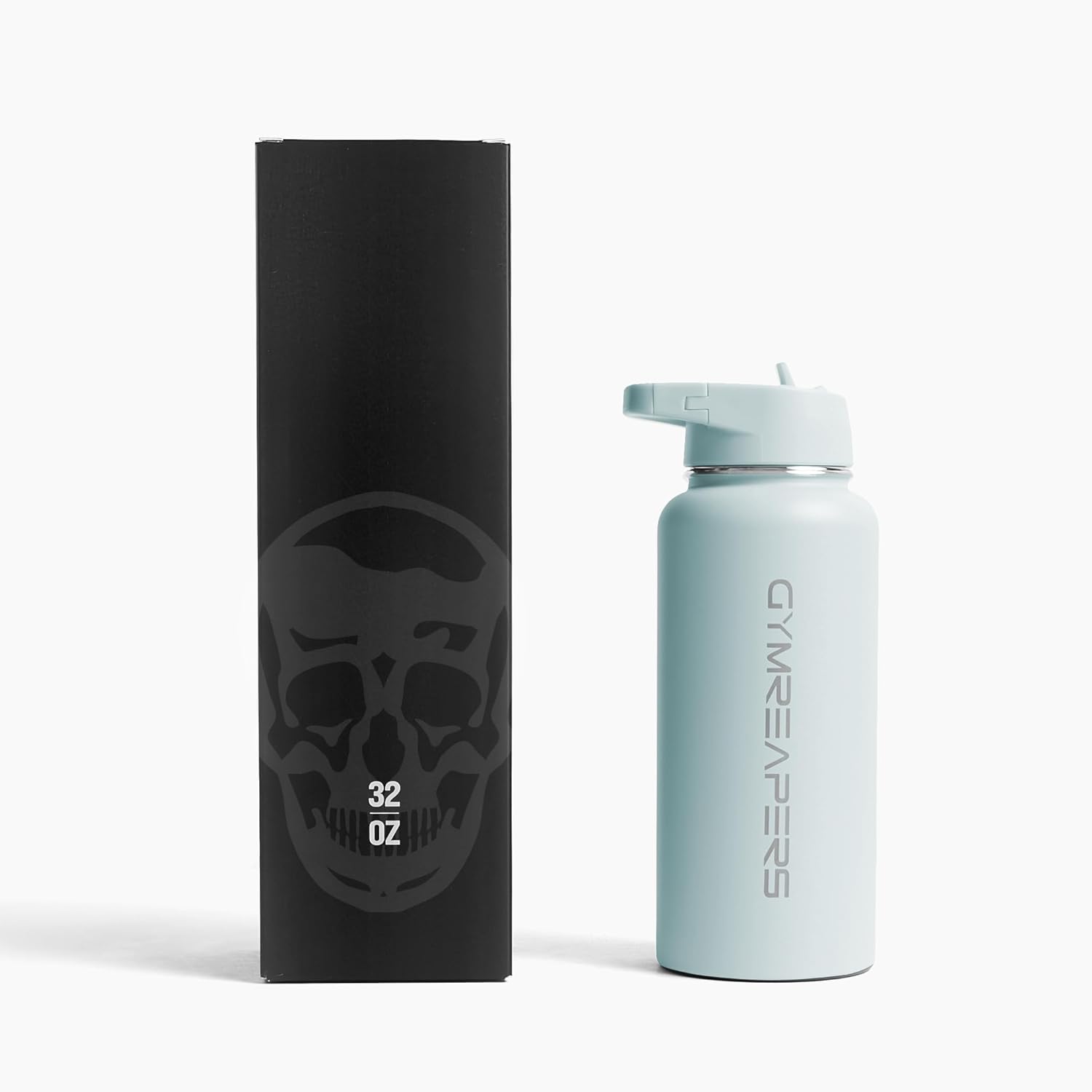 Gymreapers Insulated Water Bottle - Stainless Steel 32 Oz, 3 lids (Straw, Chug, Canteen), Double Walled Vacuum Insulation, Thermo Mug Cold Hot - Durable Powder Coated Finish - Image 3