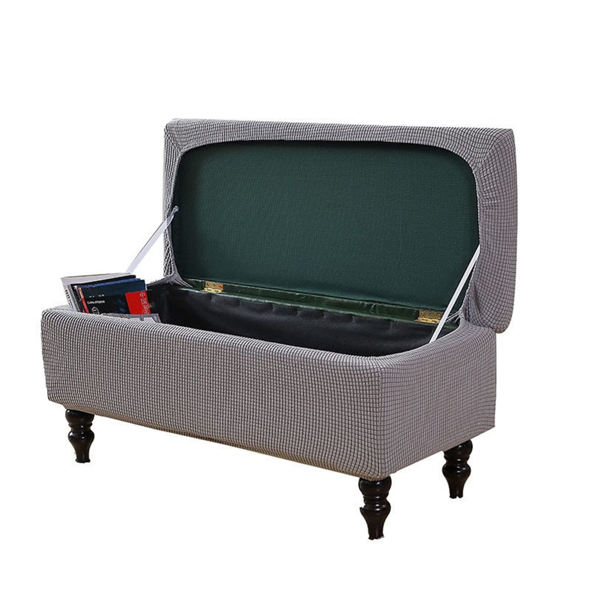 XGANGM Rectangle Storage Ottoman Cover with Lid Ottoman Cover Stretch Large/Medium/Small Storage Ottoman Bench Slipcovers Footstool Cover Rectangle Pouffe Covers,Light Grey,1small