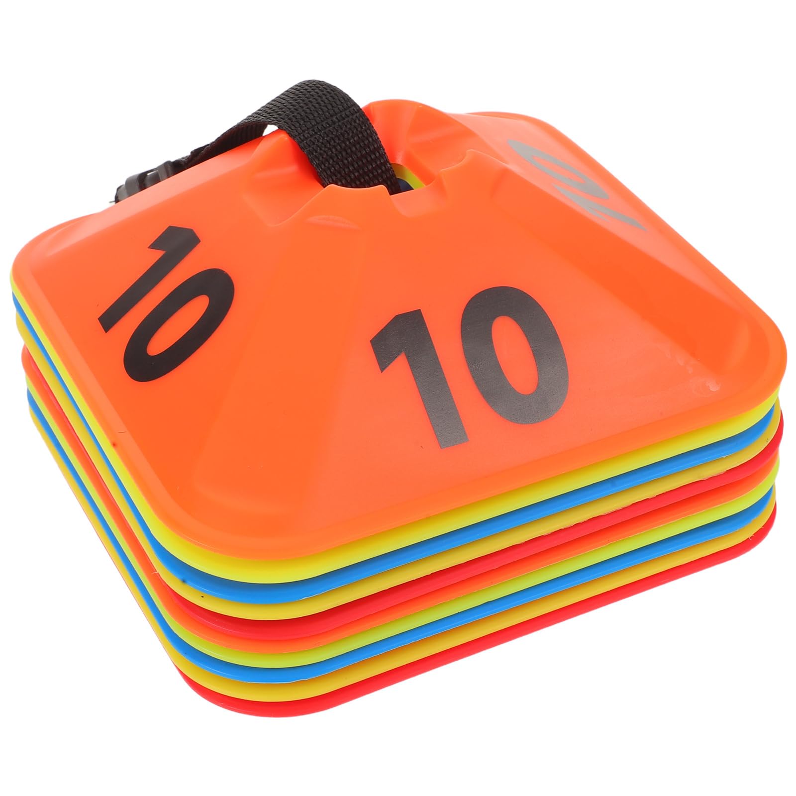 ifundom 10 szt. kwadratowych pachołków sportowych z numerami 1-10, antypoślizgowych, numerowanych znaczników treningowych do ćwiczeń zwinności w piłce nożnej, koszykówce i współpracy zespołowej