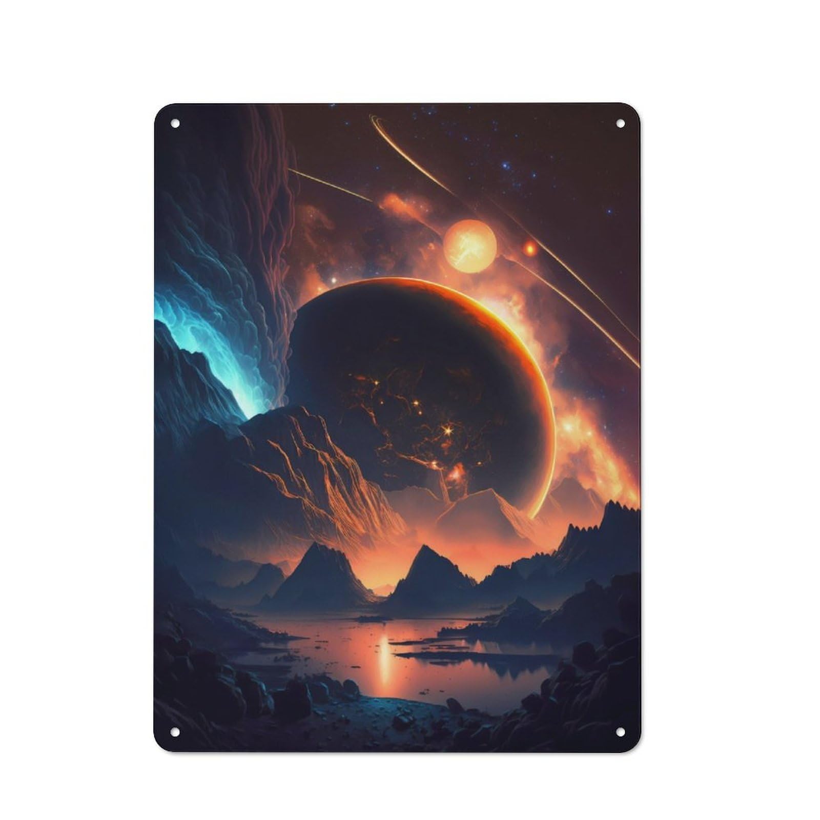 Junmoney Galactic Twilight Old Fashioned Decorative Tin Sign 40X30cm, Nostalgic Wall Art For Bedroom, Office, Home Bar Or Dining Room