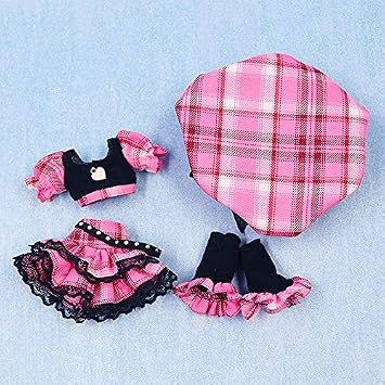 Blythe Costume Azone Obeats 24 Common Plaid Cool Girl Pink Mini Skirt