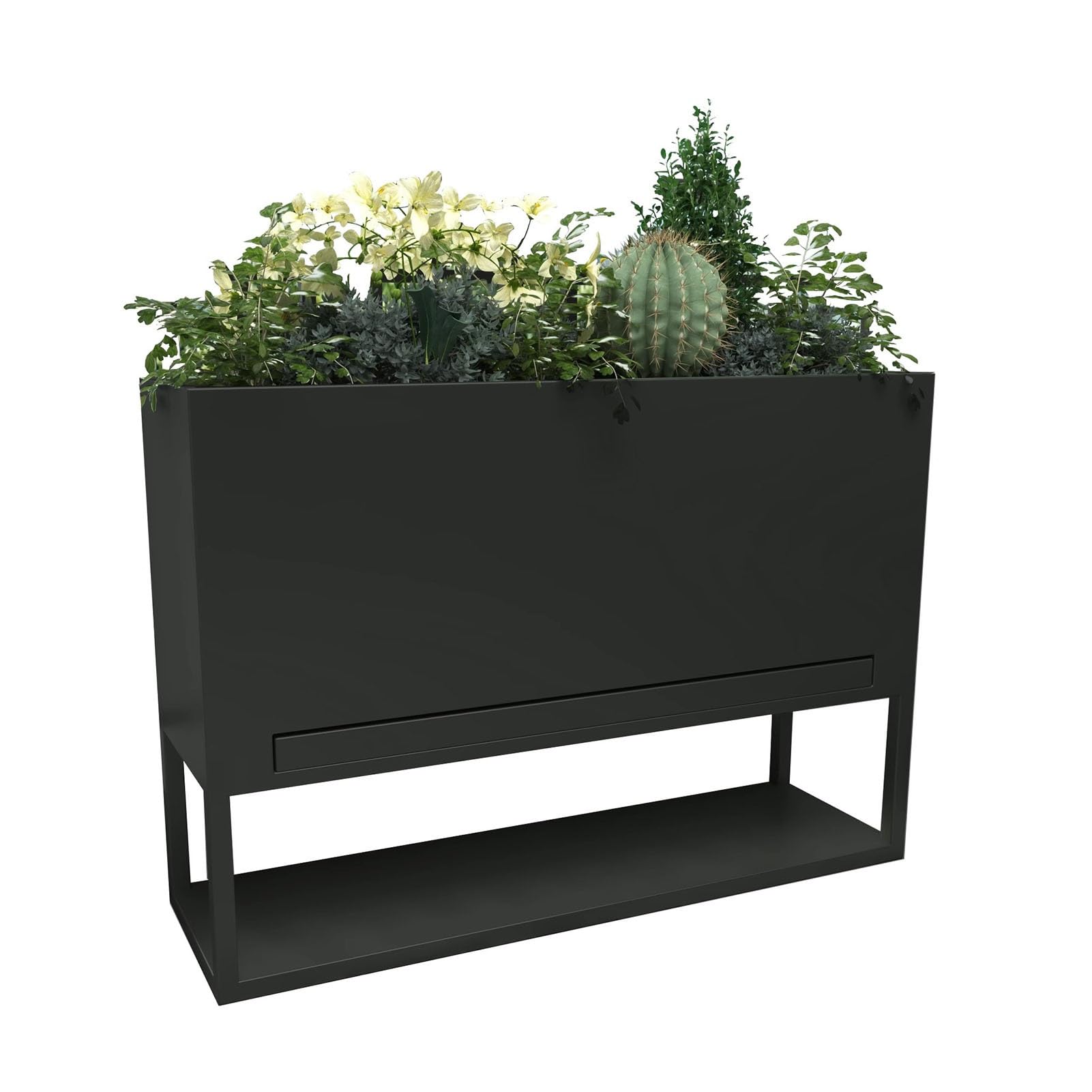 Jardinière surélevée en acier avec roulettes et bac à eau pour herbes