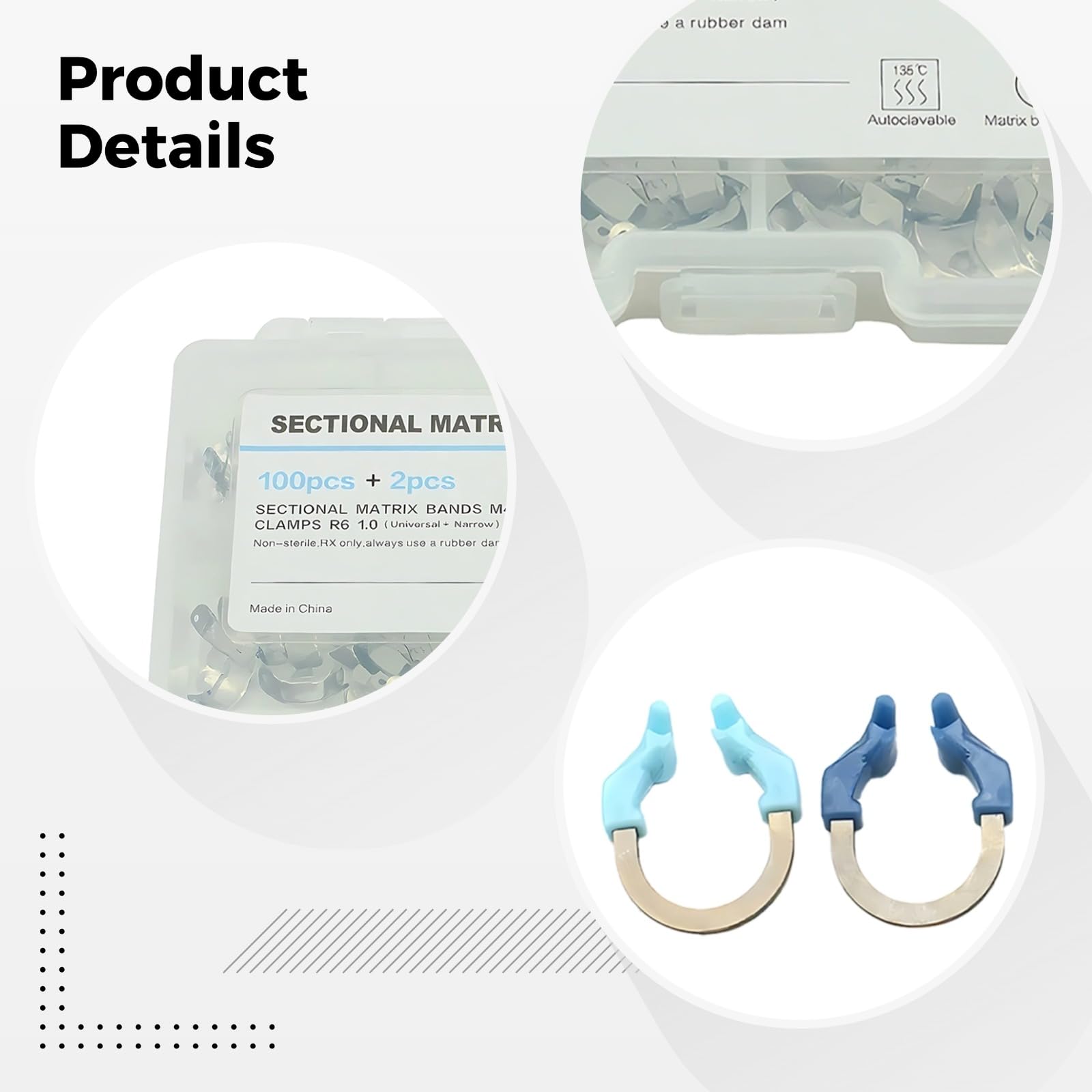 102 Stk. Dental Matrix Circle Band Set, zirkuläre Dental Matrixbänder mit Kontur, Nickel-Titan-Clamping-Clip Circle Band, verschiedene Größen, für professionelle zahnärztliche Anwendungen
