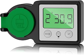 AIFIZO Electricity Meter for Socket, IP44 Feed Meter for Balcony Power Plant with Backlight, 5 Modes Energy Cost Meter for Outdoor, Your Electricity and Money