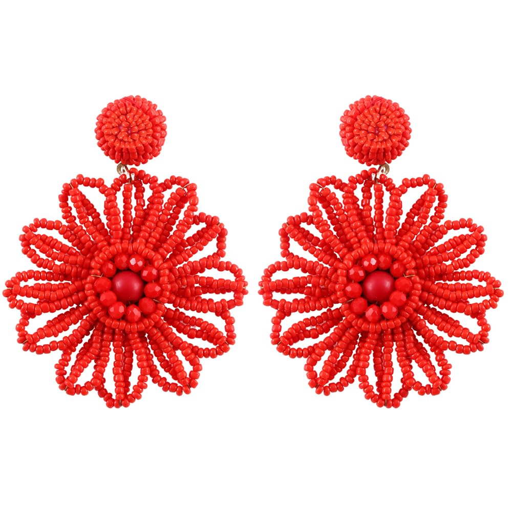 University Trendz Handcrafted Red Beaded Floral Earrings for Women & Girls (B0CGHVCPS1) Amazon Price History, Amazon Price Tracker