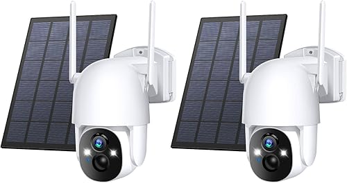 Poyasilon Cámaras de seguridad solares inalámbricas para exteriores 3MP 2K FHD cámara para exteriores inalámbrica 24G Wi-Fi 360 View Pan Tilt