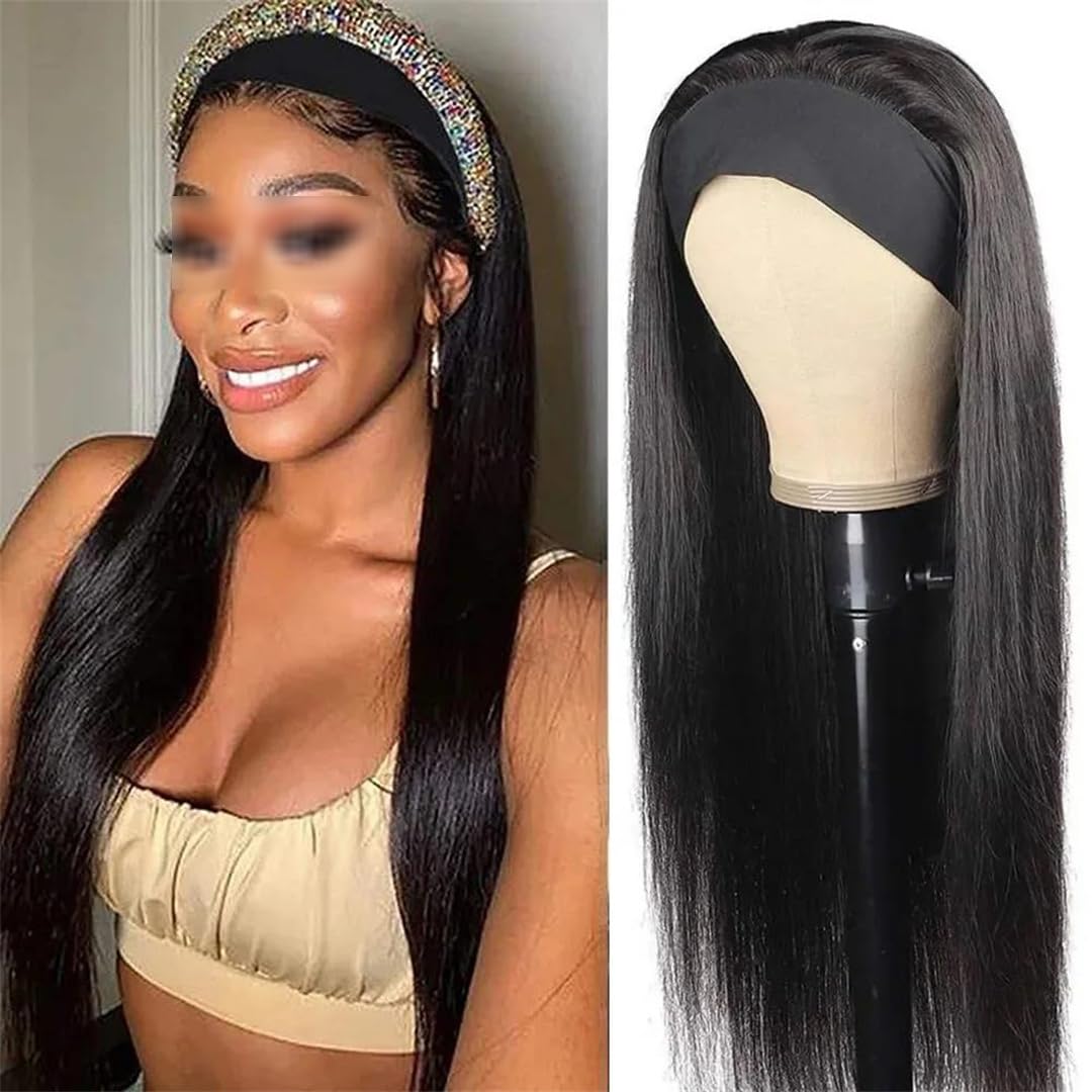 Perruque bandeau cheveux humains de qualité supérieure lisse et naturelle 12 pouces