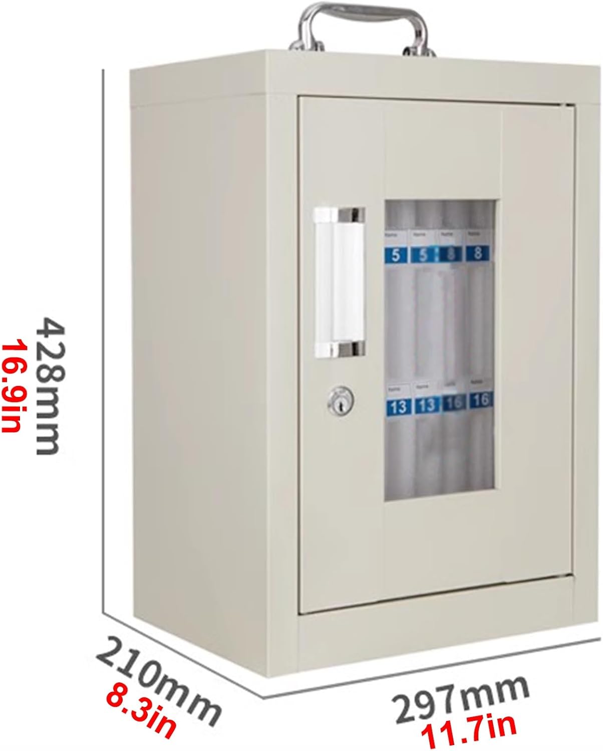 Phone Storage Cabinet with Handle - Aluminum Alloy Clear Box, Secure Phone Jail Locker, Pearl Cotton Compartments, Ideal for Office, Classroom, Company - Size: 12x24 Inches