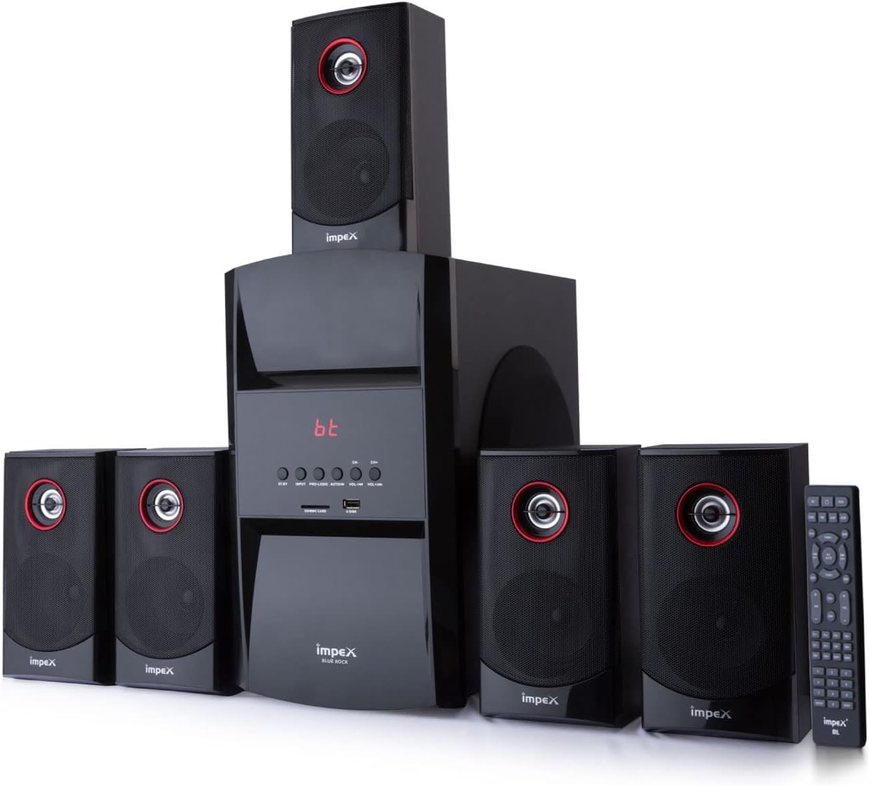 Impex HT 5103 Blue Rock 140W Multi Channel Multimedia 5.1 Speaker with 50W Sub Woofer Digital Amplifier Remote Control MP3/WMA/USB/FM Radio