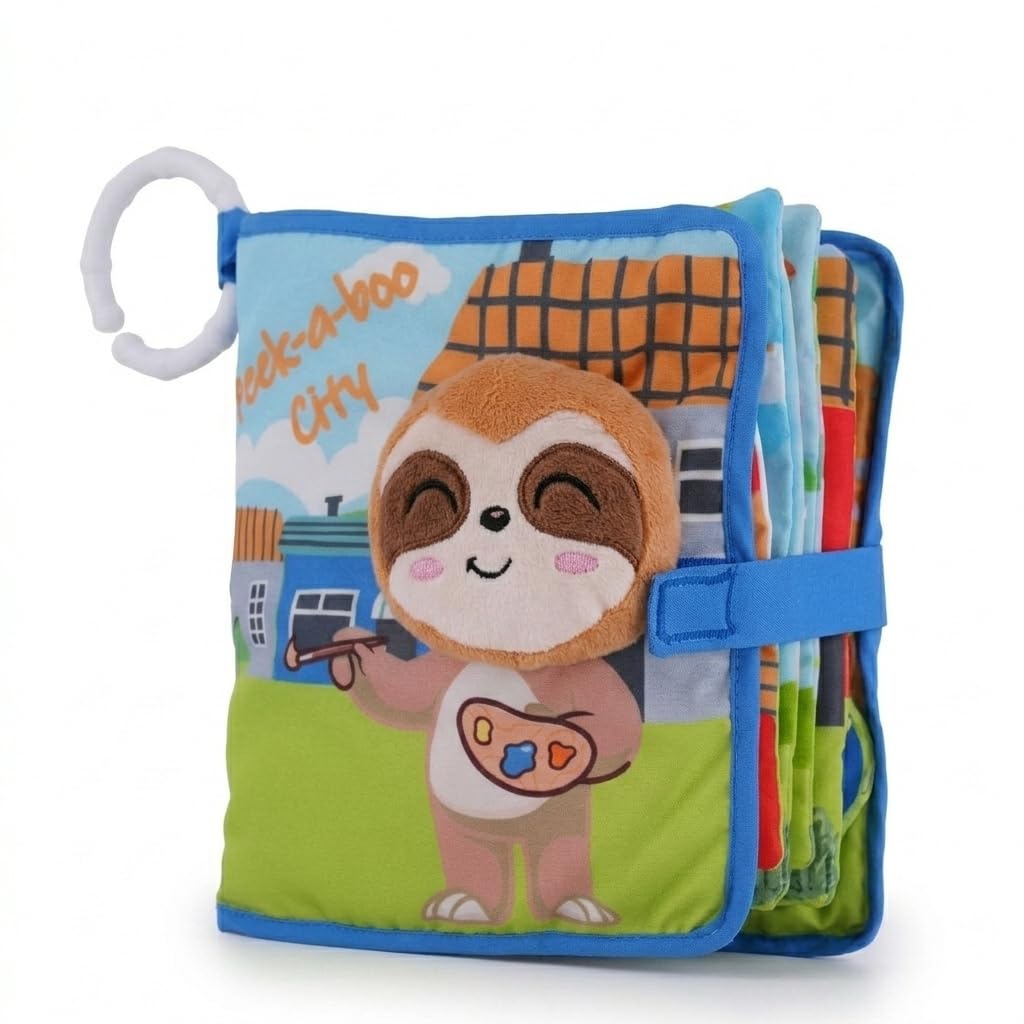 Peek-A-Boo Jungle Book - Soft Cloth Book for Baby, Infant & Toddler Toys, Crinkle Pages for Sensory Play, Gifts for Ages 3+ Months, Multicolor-image-17