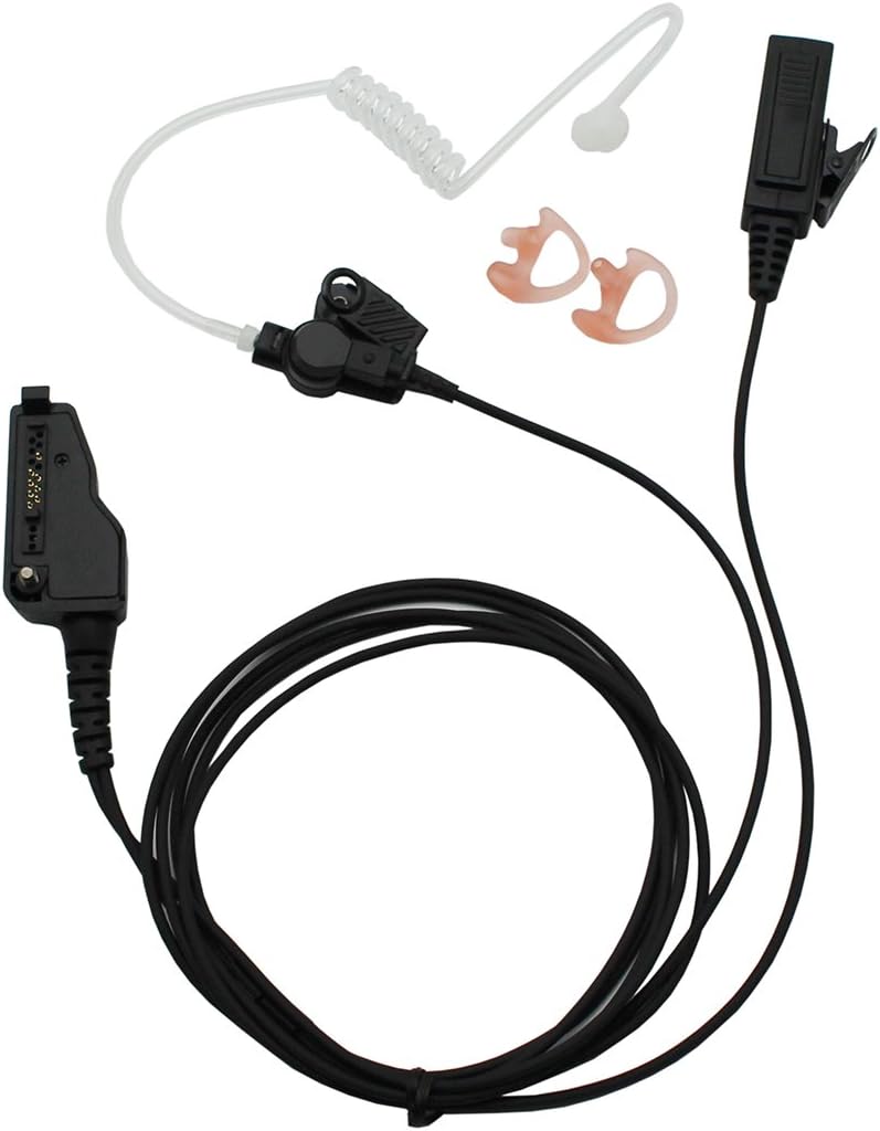 3' 2-Wire Coil Earbud Audio Earpiece Mic is Compatible with Kenwood Radios NX-200 NX-210 NX-300 NX-3200 NX-3300 NX-410 NX-411 NX-5200 NX-5300 NX-5400 TK-2180 TK-3180 TK-5210 TK-5220 TK-5310